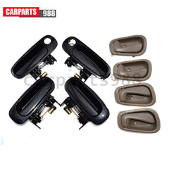 Black Outside +Beige Inside Door HandleFront Rear for 98-02 Toyota Corolla Prizm 6B93BC-57