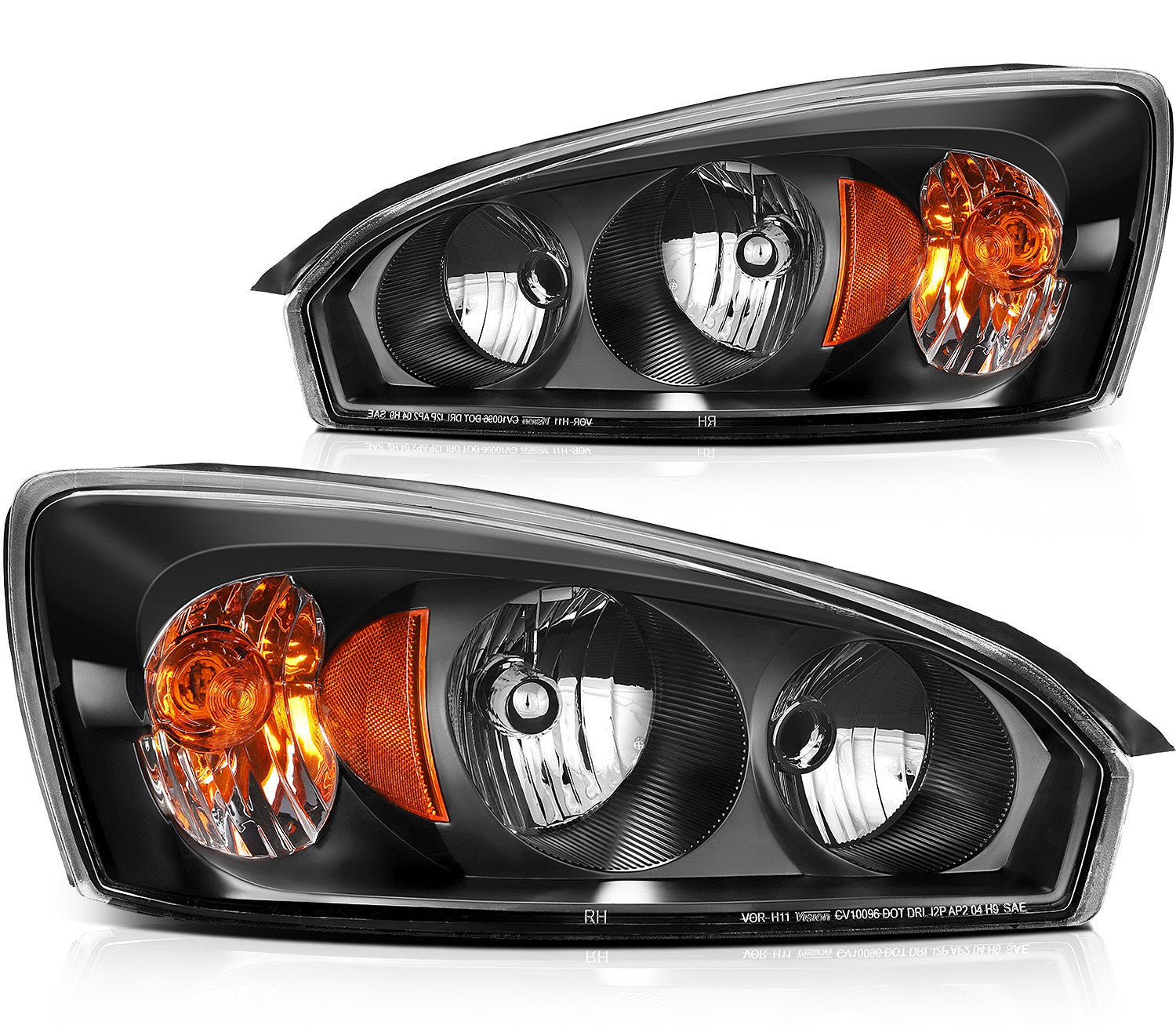 ECCPP Headlights Assembly For Chevrolet Malibu 2004-2008 Pair Kit Black Amber 6B93BC-57