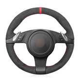 Black Suede Leather Steering Wheel Red Strip Wrap Cover For Porsche Panamera