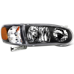 Pair Halogon Headlights Assembly For 2001-2002 Toyota For Corolla Black Amber KOEEP