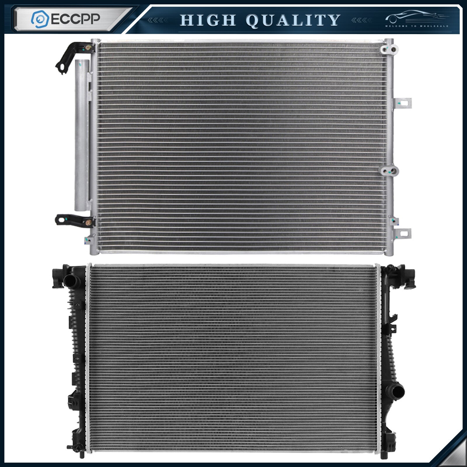 Aluminum Radiator & AC Condenser Cooling Kit For 2014-2017 2018 Jeep Cherokee 6B93BC-57