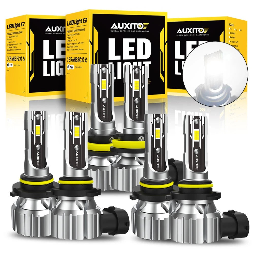 AUXITO Combo 9005+9006+H11 LED Headlight Fog Kit Light High Low Beam Bulbs White AUXITO