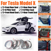 Door Rubber Seal Strips Weather Draft Wind Noise Reduction Kit For Tesla Model X