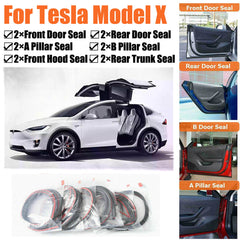 Door Rubber Seal Strips Weather Draft Wind Noise Reduction Kit For Tesla Model X