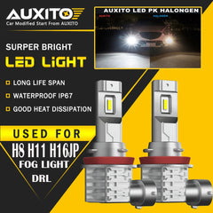 2X AUXITO H11 H16 H8 LED Fog Driving Light 6000K Super Bright Bulb White M4 EA AUXITO