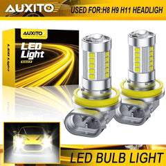 AUXITO H11 H8 H9 LED Headlight Kit Low Beam Bulb White 6500K 20000LM Fanless 6GA AUXITO