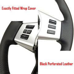 Black Carbon Fiber Leather Steering Sew-on Wheel Wrap Cover For Nissan Xterra