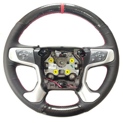 Carbon Fiber&Hole Leather Steering Wheel Hand Sewing Wrap Cover For GMC Yukon XL