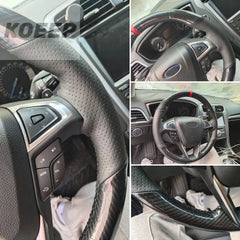 Carbon Fiber&PU Leather Steering Wheel Hand Sewing Wrap Cover For Ford Fusion 6B93BC-57