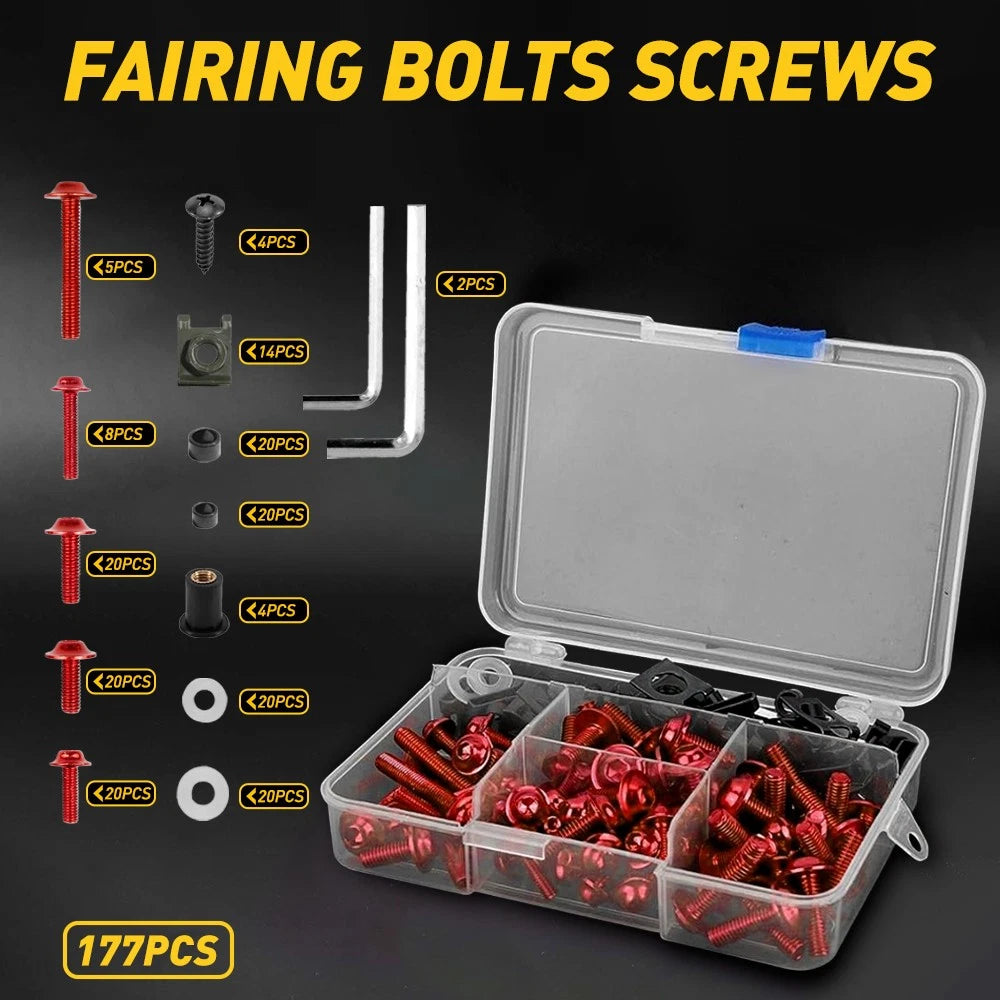 Red Complete Black Fairing Bolt Kit Body Screws Motorcycle replacement Part EOA 6B93BC-57