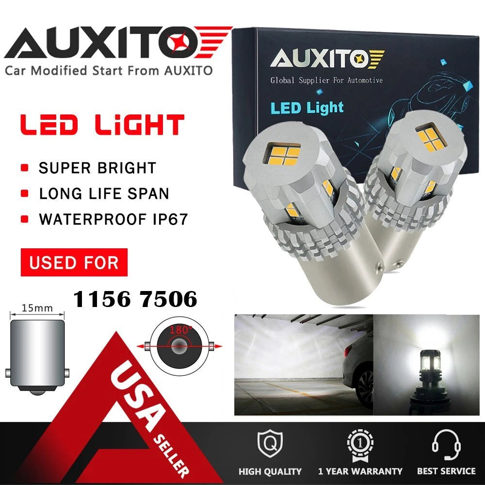 AUXITO 1156 7506 LED Backup Reverse Light Bulbs 6000K Super Bright White Canbus AUXITO