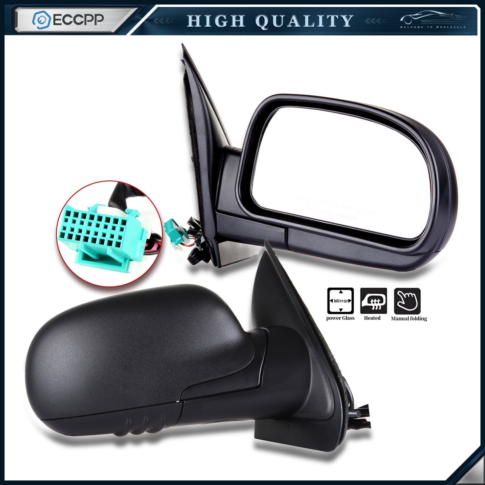 Power Mirror For Chevy Trailblazer Envoy Right Side Heated Black Manual Fold 6B93BC-57