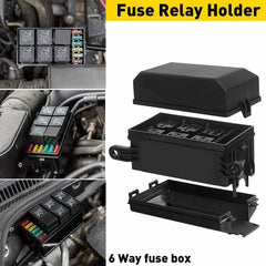 Universal Automotive Fuse Relay 12-Slot Holder Relay Box 6Relays ATC/ATO 6 Fuses 6B93BC-57