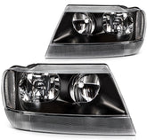 ECCPP Headlights Assembly For Jeep Grand Cherokee 4.0L 4.7L 1999-2004 Pair Black 6B93BC-57