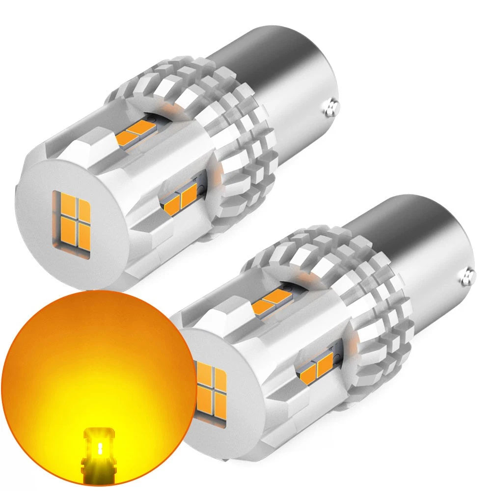 LED Front Turn Signal Blinker Light Bulbs 1156 7506 3497 Amber Yellow 2200K 2pcs 6B93BC-57