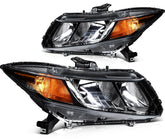 For 2012-2013 Honda Civic 2Dr/2012-2015 4Dr Black Left+Right Headlights Assembly 6B93BC-57