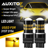 2X AUXITO Turn Signal Light 3156 3157A Amber LED Bulb 48H For Chevy Silverado EC AUXITO