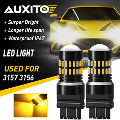 2X AUXITO Turn Signal Light 3156 3157A Amber LED Bulb 48H For Chevy Silverado EC AUXITO