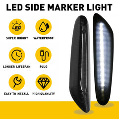 White LED Sequential Side Marker Lights For BMW E60 E61 E82 E88 E90 E91 E92 E93 6B93BC-57