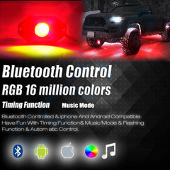 ECCPP 4 Pod RGB LED Rock Light Offroad Music Wireless Bluetooth Control ATV Jeep ECCPP