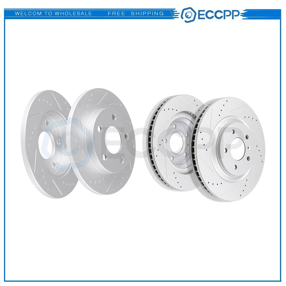 Front and Rear Discs Brake Rotors For Chevrolet Impala 2012-2013 Drilled Slotted 6B93BC-57