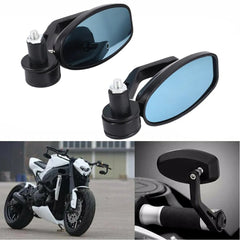 1 Pair 7/8" 22mm Motorcycle Rear View Handle Bar End Side Rearview Mirrors Black