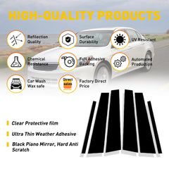 6Pcs Fit For Honda Accord 4dr 2008-2012 Piano Black Pillar Post Cover Door Trim 6B93BC-57