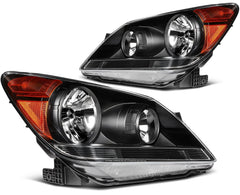 Pair Halogon Headlights Assembly For 2008-2010 Honda Odyssey 3.5L Black Amber 6B93BC-57
