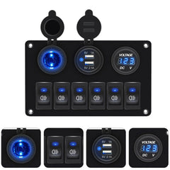 LED 6 Gang On/Off Rocker Switch Panel Car Truck Boat Marine Inline Fuse Box EOA 6B93BC-57
