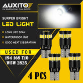 4X AUXITO T10 168 2825 194 LED License Plate Light Bulb 6000K Bright White EOA AUXITO