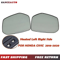 Left Right 2PC Heated Outer Rearview Side Mirror Glass For HONDA CIVIC 2016-2021 6B93BC-57