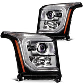 Pair Halogon Headlights Assembly For 2015-2017 GMC Yukon 5.3L 6.2L Black Amber 6B93BC-57