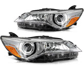 ECCPP Headlights Assembly For Toyota Camry 2.5L 3.5L 2015-2017 Pair Chrome Amber 6B93BC-57