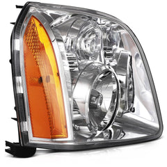 Headlights Assembly LH+RH For 2014-2007 GMC Yukon XL 1500 2500 Chrome w/Amber 6B93BC-57