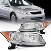 ECCPP Headlights Assembly For Honda Accord 2.4L 3.5L 2008-2012 Pair Chrome Amber 6B93BC-57
