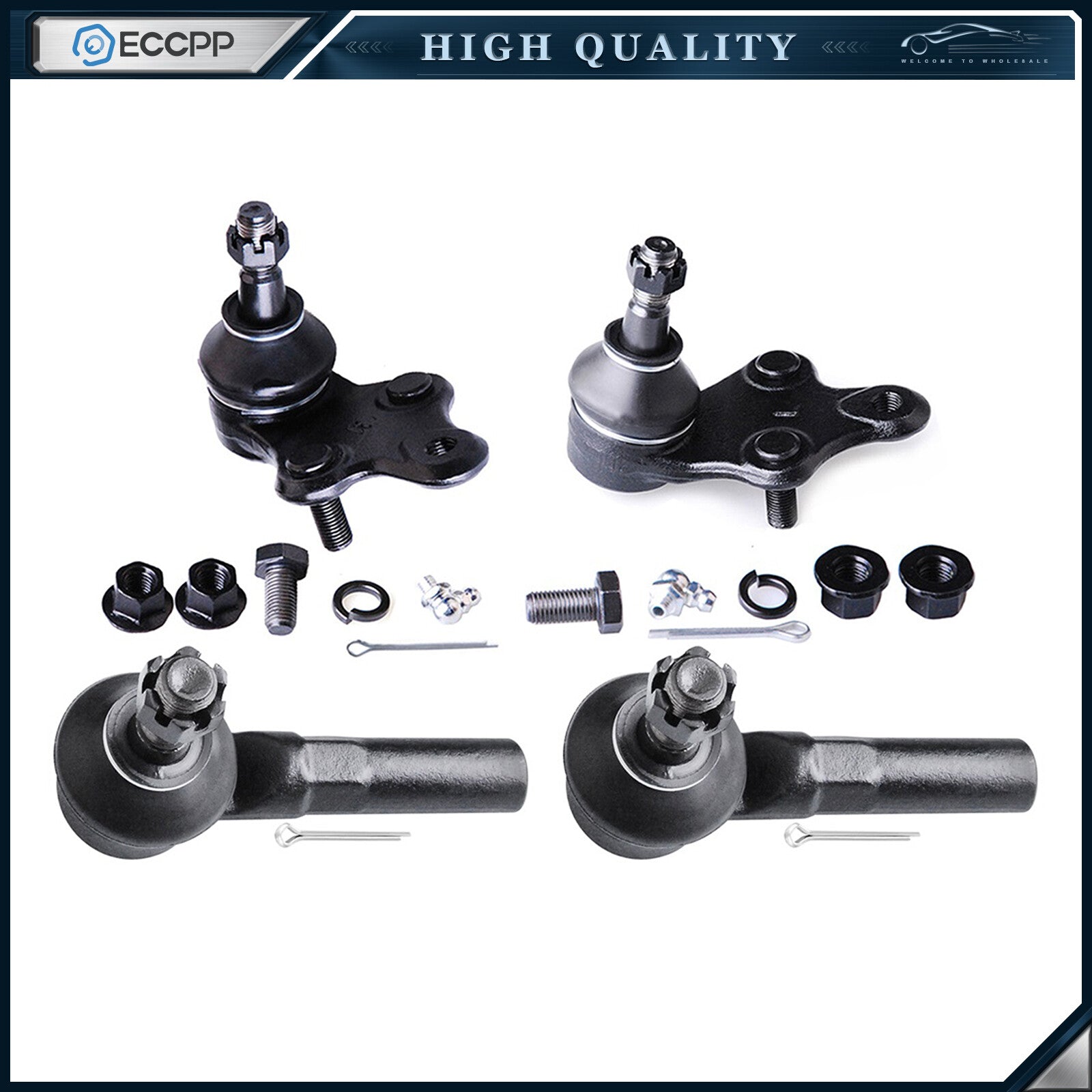 4pcs Driver Passenger Lower Ball joint Outer Tie Rod For 1991-1998 Toyota Tercel KOEEP
