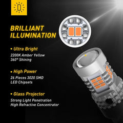 AUXITO Amber 7443 7440 LED Front Turn Signal Light Bulbs No Hyper Flash USA EOA AUXITO