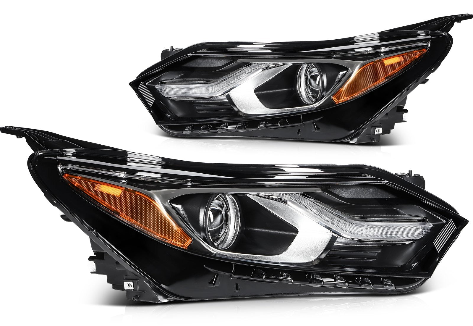 Pair Kit Halogen Headlights Assembly For 2018-2020 Chevrolet Equinox Black Amber 6B93BC-57