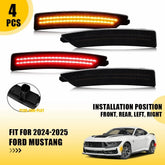 4x For Ford Mustang 2024-25 Front Rear Amber Red LED Side Marker Lights Smoked A 6B93BC-57