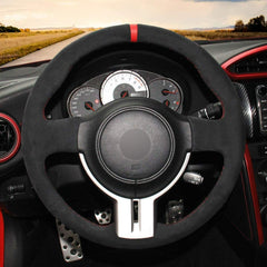 Hand-Sewing Black Suede Leather Steering Wheel Covers Wrap For Scion FR-S 2013+