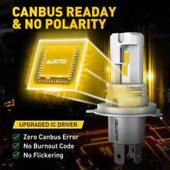 AUXITO 9003 H4 LED Headlight Bulbs Kit High Low Beam Amber Yellow 3000K Lamp 2x AUXITO