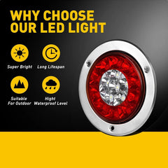 4inch Red+White 16-LED Round Truck Trailer Stop Turn Tail Signal Brake Lights EA 6B93BC-57