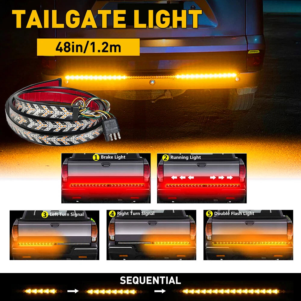 48" Truck Tailgate LED Light Bar Sequential Signal Brake Reverse Tail Strip EOA 6B93BC-57