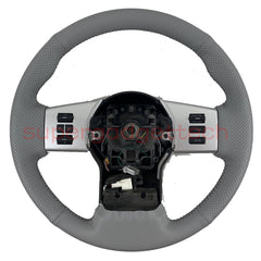 Light Gray Perforated Leather Steering Wheel Wrap Cover for Nissan Frontier