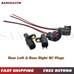 Rear ABS Wheel Speed Sensor W/ Connector 4pcs for Volvo C30 Ford Lincoln Jaguar 6B93BC-57
