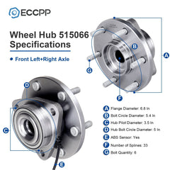 1P Front Wheel Hub Bearing Assembly For Nissan Titan Armada 2004 2005 2006 2007 KOEEP