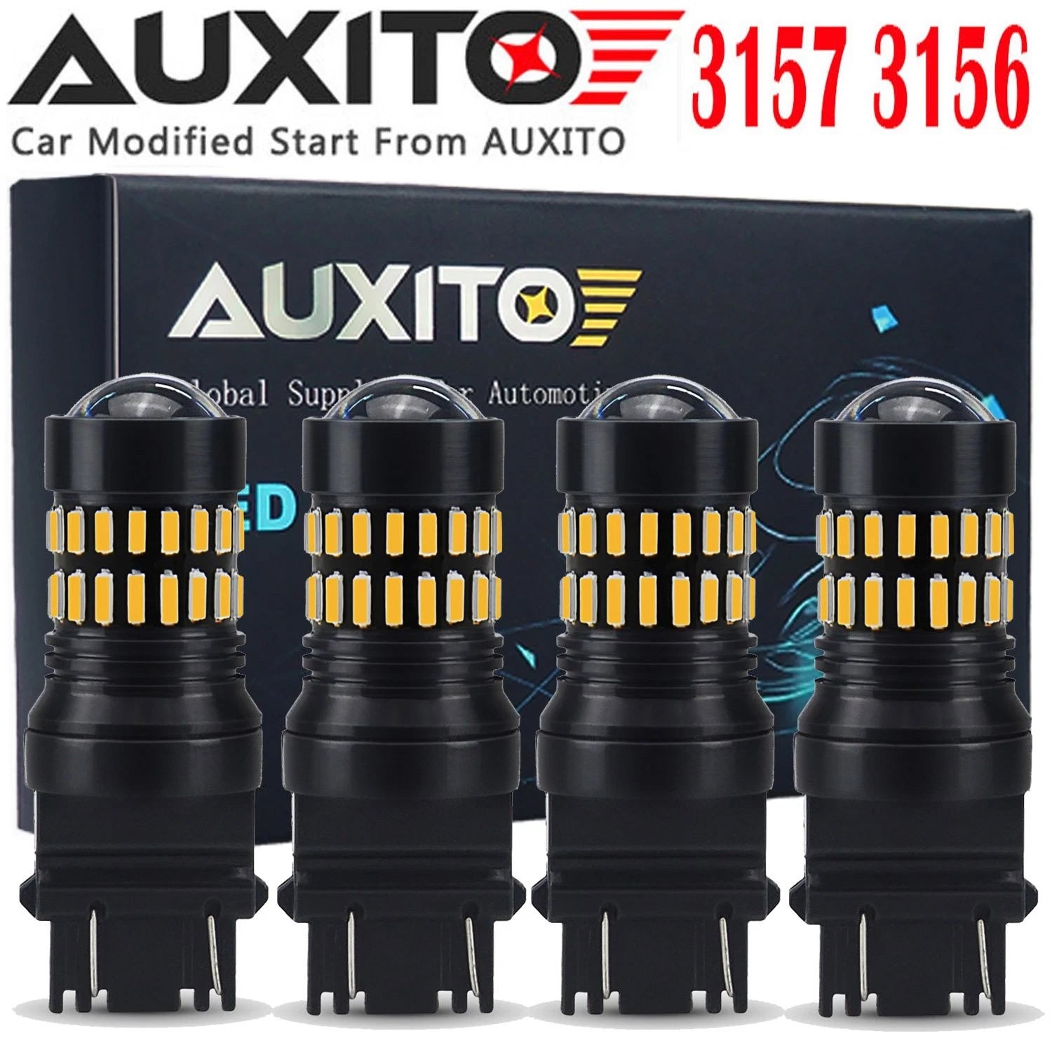 4X Turn Signal Light 3157 3757A Amber LED Bulbs for 2004~12 Chevy Colorado EOA 6B93BC-57