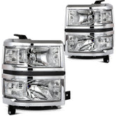 Pair Headlights Assembly For 2014-2015 Chevrolet Silverado 1500 4.3L 5.3L Chrome 6B93BC-57