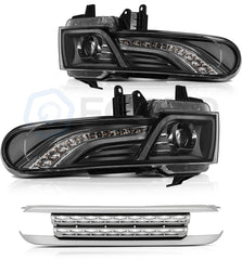 Pair Kit LED Headlights Assembly For 2007-2014 Toyota FJ Cruiser 4.0L Black 6B93BC-57