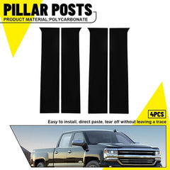 4PCS Glossy Black Door Pillar Post Cover Kit For 2014 15-2018 Silverado Sierra A 6B93BC-57